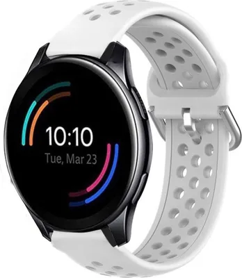 Produktbild von Strap-it OnePlus Watch Silikonarmband mit Löchern (Weiß)