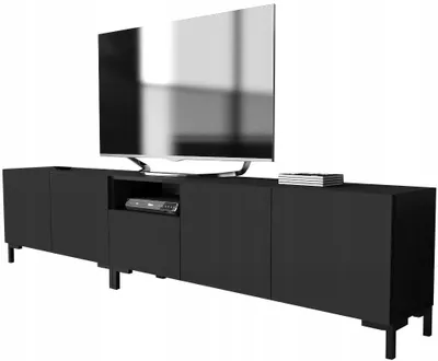 Zdjęcie produktu dla szafka rtv pod telewizor 250 250cm czarna czarny mat na nóżkach