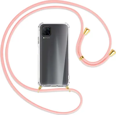 Produktbild von Handykette Backcover-Schutzhülle mit Band (Metall goldfarben) für Huawei P40 lite - rosa