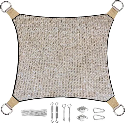 Produktbild von Sonnensegel Quadratisch offenporig Champagner 13m² mit Ösenset für Balkon