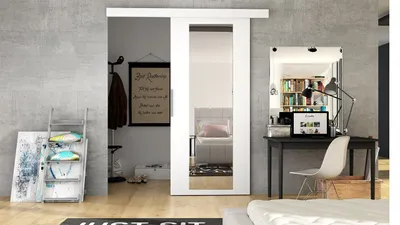 Obrázek produktu pro Posuvné dveře se zrcadlem SKULEN 4 - 90 cm, bílé