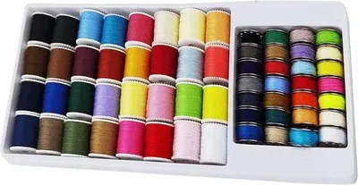 Zdjęcie produktu dla Szpulki do maszyn do szycia, 60 szt., wielokolorowe, z pudełkiem do przechowywania