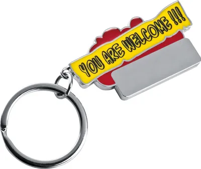 Produktbild von Metall Schlüsselanhänger "You are welcome!!!" / Farbe: rot