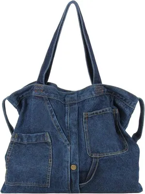 Zdjęcie produktu dla Torba jeansowa – styl retro – duża torba jeansowa – styl casualowy dla dziewcząt – granatowa – rozmiar uniwersalny