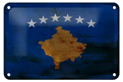 Produktbild von Blechschild Flagge Kosovo 18x12cm Flag of Kosovo Rost Dekoration