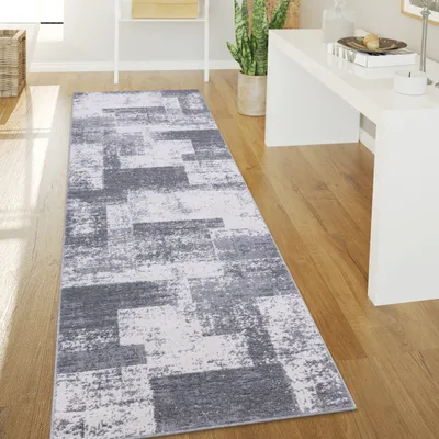 Produktbild von Teppich Wohnzimmer Kurzflor Vintage Abstrakt Modern Geometrisch Rautenmuster Grösse 80x300 cm