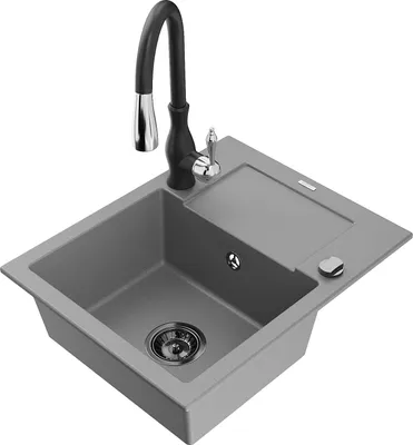 Image de Enzo granit évier 1 avec égouttoir y compris mélangeur Savita, gris (6506-71-672601-70-B)