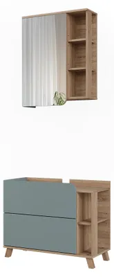 Produktbild von Badmöbel-Set Vicco Karen Blau/Sonoma 2 Teile, Model 65839