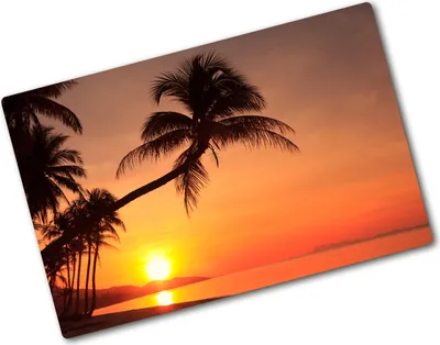 Produktbild von Tulup Glas Herdabdeckplatte - 80x52 cm - Glaskeramikkochfeld-Abdeckung Spritzschutz Glasabdeckplatte - Einteilig - Landschaften - Sonne Strand - Orange