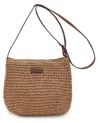 Produktbild von MLPKOI Strohtasche Damen Stroh Leder Umhängetasche Schultertasche Sommer Strandt