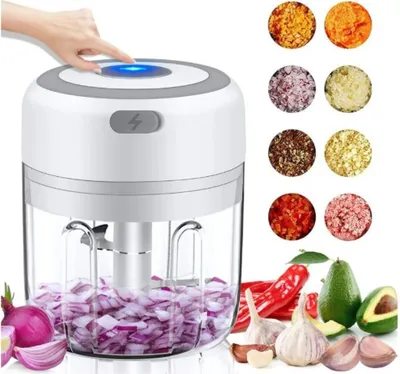 Produktbild von Elektrisch Zerkleinerer Küche,Gemüseschneider,Mini Knoblauchhacker Gemüsezerkleinerer für Knoblauch Gemüse Obst Fleisch Multizerkleinerer(Weiß)