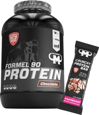 Produktbild von Mammut Nutrition - Formel 90 Protein 3000 g Dose - 120 Portionen Eiweiß + GRATIS Protein Bar (Raspberry White Chocolate), Geschmack: Chocolate