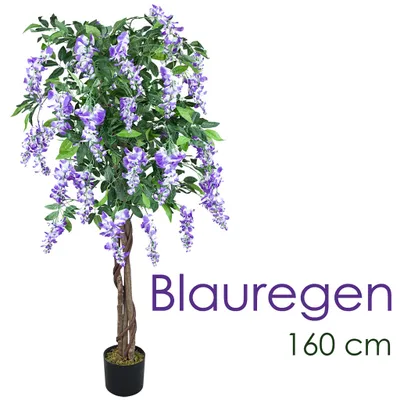 Image de Wisteria Glycine Plante Arbre Artificielle Artificiel Plastique Avec Bois Véritable 160cm Domaine Interne Decovego