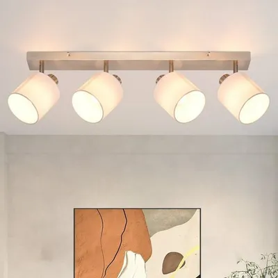 Zdjęcie produktu dla ZMH lampa sufitowa 4 płomienie lampa sufitowa nikiel, reflektor sufitowy vintage reflektor sufitowy LED reflektor ścienny obrotowy 350° E14 (bez żarówki)