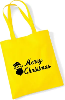 Produktbild von Huuraa Jutebeutel Ho Ho Ho Santa Merry Christmas 10 Liter Yellow Baumwolle Tasche Geschenkidee