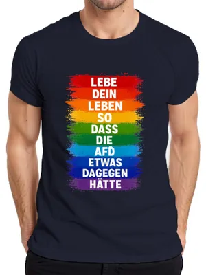Produktbild von Lebe dein Leben so dass die AfD etwas dagegen hätte Sarkasmus Herren T-Shirt, Navy, 3XL