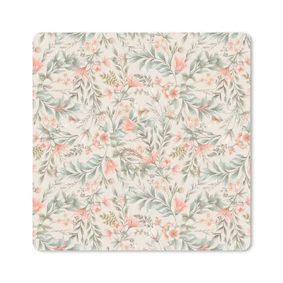 Produktbild von MuchoWow® Mauspad Mousepad Blumen - Vintage - Muster 20x20 cm - Mousepads - Maus Mat - Pad - Mausunterlage - Desk Mat - Bureauartikeln