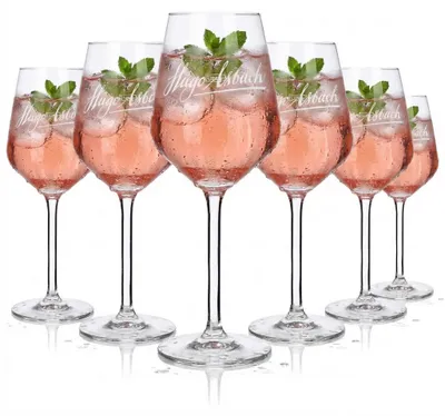 Produktbild von 6x Hugo Glas 0,37l Asbach Weingläser Set Aperitif Cocktail Longdrink Kelchgläser
