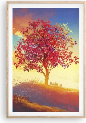 Produktbild von Gerahmtes Poster - Rahmen in heller Eiche - Baum Wiese Feld - 61x91,5 cm - Wand Bild - Wanddeko - Wandbilder - Kunstposter - Wandposter - Bilderrahmen - Bilder - Kunstdruck - Wandbild P2NPA61x91-3715