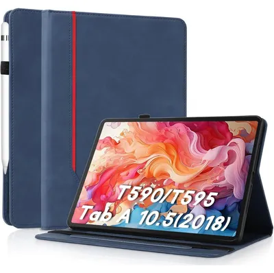 Produktbild von Schutzhülle für Samsung Galaxy Tab A 10,5 Zoll 2018 SM-T590/T595/T597, Ultradünne Kunstleder Hülle mit Standfunktion, Blau