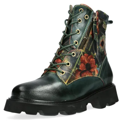 Produktbild von Laura Vita Damen Stiefelette Blumenaufdruck Reißverschluss Leder KOULEO 06, Größe:40 EU, Farbe:Blau