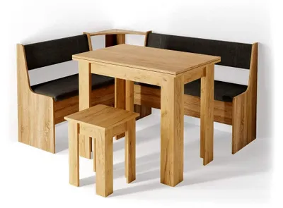 Produktbild von Eckbankgruppe Roman, Goldkraft Eiche, 150 x 120 cm mit Tisch, geeignet für die Eckaufstellung in Küchen und Essbereichen