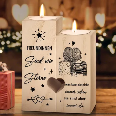 Immagine prodotto di set di 2 portacandele in legno regalo per fidanzata regalo di compleanno