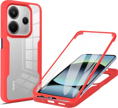 Immagine prodotto di Custodia per Xiaomi Redmi Note 14 5G, protezione completa a 360° con protezione del display incorporata rosso