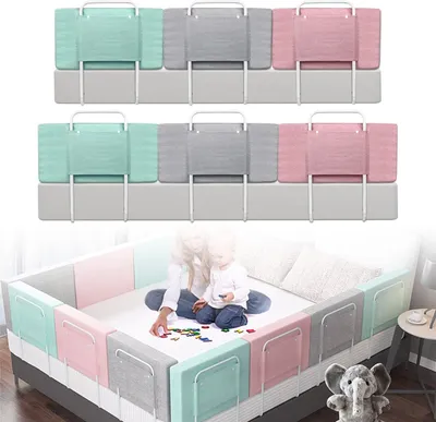 Produktbild von JOIEYOU Bettgitter 50 cm Baby Bett Rausfallschutz 5-Stufen höhenverstellbar Kinder Bettschutzgitter mit Reißverschluss Waschbarem Kinderbettgitter, für Kinderbetten, Elternbetten (Rosa)