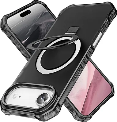 Produktbild von iPhone Air Hülle - Coverup ShockProof TPU Back Cover mit MagSafe Compatible Ring Kickstand - Schwarz