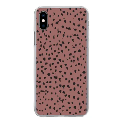 Produktbild von MuchoWow® Handyhülle Schutzhülle Hülle für iPhone Xs Polka dots - Muster - Schwarz Silikon Softcase Handy Hülle - Handytasche