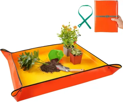 Productafbeelding van Famanu plantenmat, waterdicht en opvouwbaar - geel, 100 x 100 cm