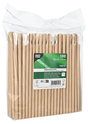 Produktbild von Trinkhalme mit Löffel, Papier Ø 8 mm · 20 cm braun