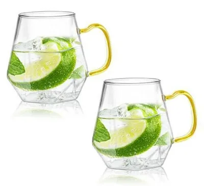 Immagine prodotto di Set di 2 bicchieri da caffè, capacità 300 ml, in vetro borosilicato trasparente, ideali per espresso, cappuccino, latte, tè e birra