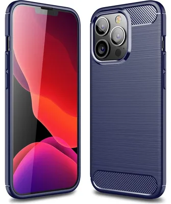 Produktbild von Mobigear Brushed Slim Schutzhülle für iPhone 14 Pro, flexibles TPU-Rückseitenetui – Blau