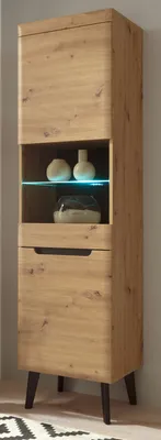 Produktbild von Vitrine Ronson in Artisan Eiche und schwarz Vitrinenschrank skandinavisch 53 cm