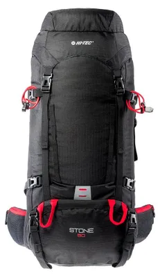 Productafbeelding van Hi-Tec - Unisex wandelrugzak "Stone" voor heren/dames, model IG346 (one size) (zwart/hoog risico rood)