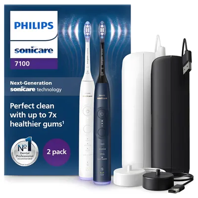 Produktbild von Philips Sonicare 7100 series Series 7100 HX7429/01 Wiederaufladbare Zahnbürste, Erwachsener, Schallzahnbürste, Sensibel, Zahnfleischpflege, Whitening, 62000 Bewegungen pro Minute, Blau, Weiß, 2 min, 4 x 30 sec