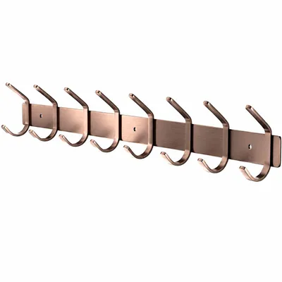 Produktbild von TOJ Wandgarderobe Roségold 62 cm – Edelstahl Garderobenleiste mit 16 Haken – Wandhaken für Flur, Bad, Küche & Schlafzimmer – inklusive Schraubenset