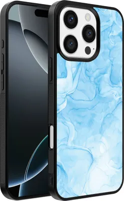 Produktbild von Smartphonica Handytasche Passend für iPhone 16 Pro mit Marmordruck - TPU Rückendeckung Fall Marmor Design - Hellblau