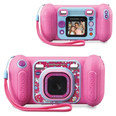 Image de VTech KidiZoom Kid 4 rose - Appareil photo pour enfants avec jeux et contrôle parental - Pour les enfants de 4 à 8 ans