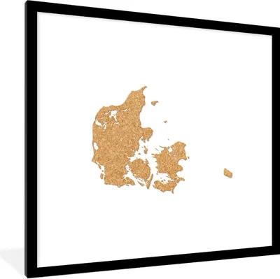 Produktbild von MuchoWow® Gerahmtes Poster Eine Illustration von Dänemark in einer Korktextur 40x40 cm - Poster mit Schwarzem Bilderrahmen Wandposter Rahmen Foto Bilder - Poster - Plakat im Rahmen