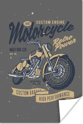 Produktbild von MuchoWow® Poster Mancave - Motor - Retro - Illustration 40x60 cm - Plakate für die Wand - Poster Babyzimmer