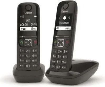 Produktbild von Gigaset AS690 Duo, Analoges/DECT-Telefon, Kabelloses Mobilteil, 100 Eintragungen, Weiß