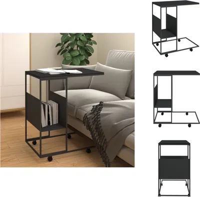 Produktbild von vidaXL Beistelltisch mit Rollen Schwarz 55x36x63,5 cm Holzwerkstoff -  Couchtische