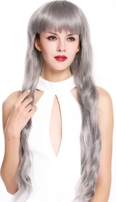 Produktbild von WIG ME UP Perücke Pony Sehr Lang Wellig Grau 6039-701