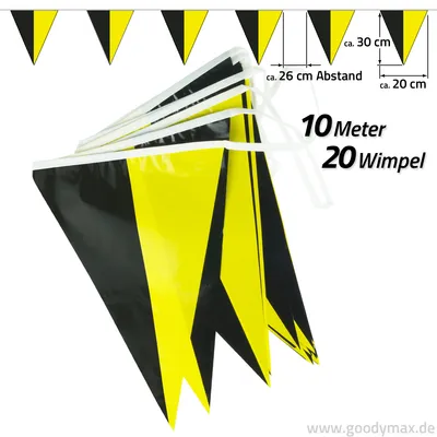 Produktbild von Goodymax® Wimpelkette 10 m DESIGN Schwarz-Gelb 2-farbig