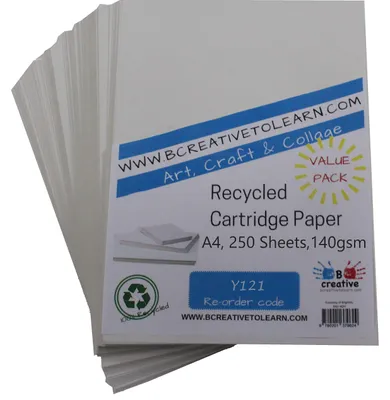 Zeichenpapier A4, recycelt, 140 g/m², weiß, 250 Blatt