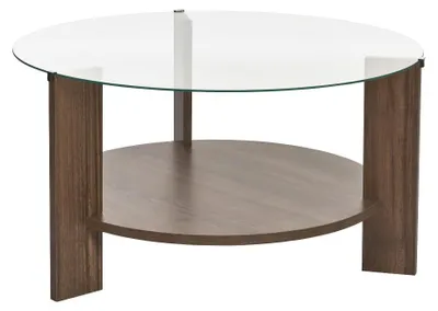 Image de CALICOSY - Table basse 2 plateaux dont 1 en verre trempé D75 cm - CLARA