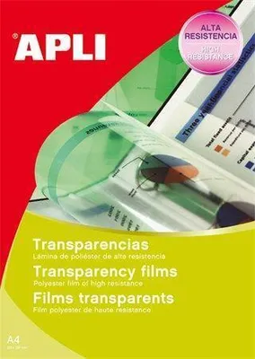 Produktbild von APLI 01062, Transparent, Laser/Inkjet, 210 x 297, 1 Stück(e), 100 Stück(e), 100 Blätter